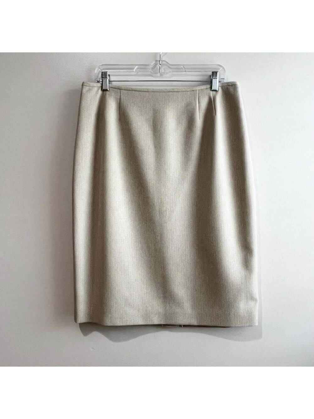 Larry Levine Classics Herringbone Pencil Skirt Womens 14 Tan Lined Career